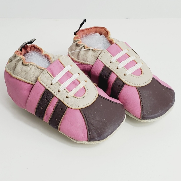 TOMMY TICKLE Pink LEATHER Soft Sole Shoes Sz Large 12-18 mo Infant toddler - Picture 3 of 7